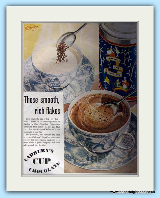 Cadbury's Cup Chocolate Flakes Original Advert 1951 (ref AD4927)
