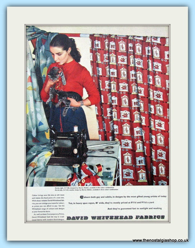 David Whitehead Fabrics. Original Advert 1954 (ref AD4739)