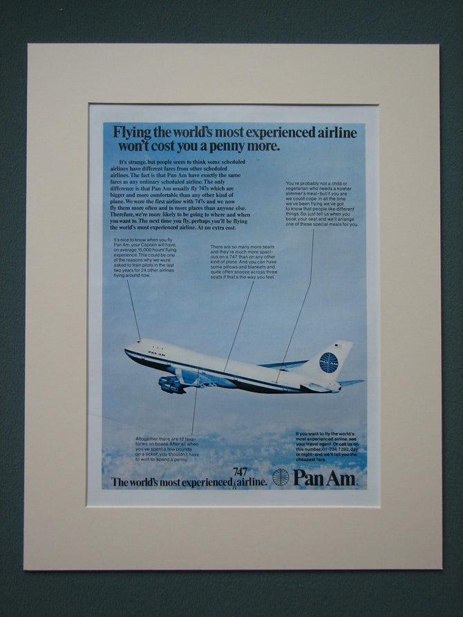 Pan Am Airlines 1974 Original advert (ref AD806)
