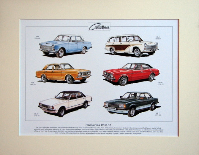 Ford Cortina 1962 - 82  Mounted Print