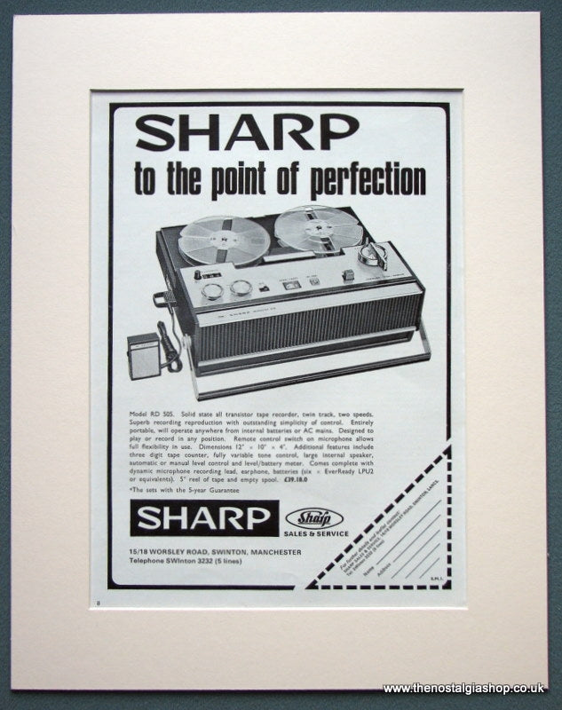 Sharp Tape Recorder 1968 Original Advert (ref AD1086)