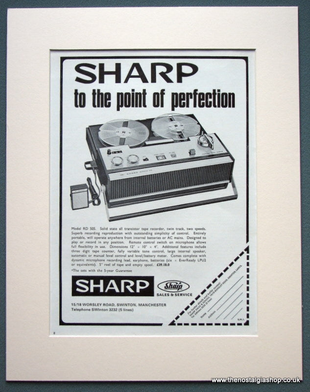 Sharp Type Recorder Sharp Tape Recorder 1968 Original Advert (ref AD1086) – The Nostalgia Shop
