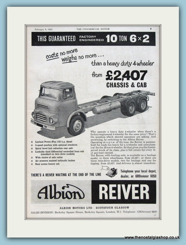Albion Reiver Haulage Truck Original Advert 1962 (ref AD2962)