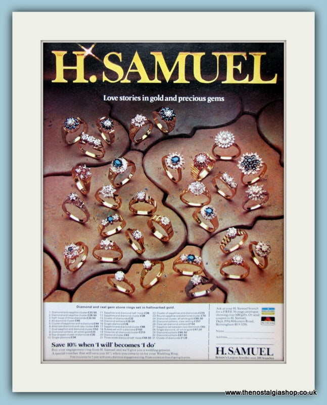H.Samuel Jewellers Set Of 2 Original Adverts 1967 & 1976 (ref AD6255)