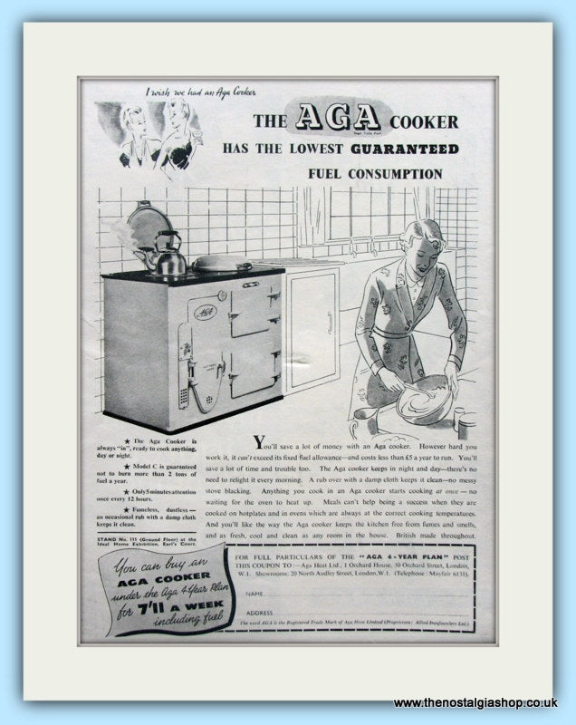 AGA Cooker. Original Advert 1939 (ref AD4754)