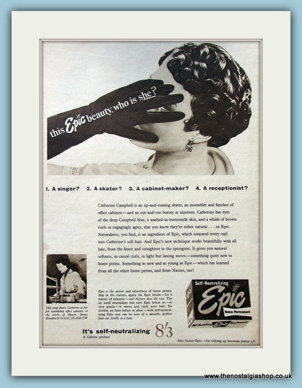 Epic Perm Original Advert 1955 (ref AD4323)