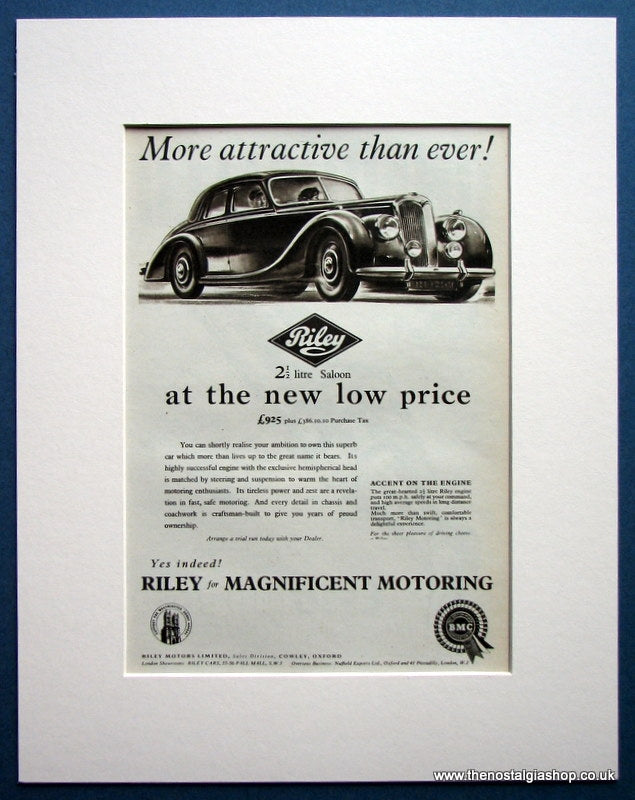 Riley 2.5 Litre Saloon 1953 Original Advert (ref AD1627)