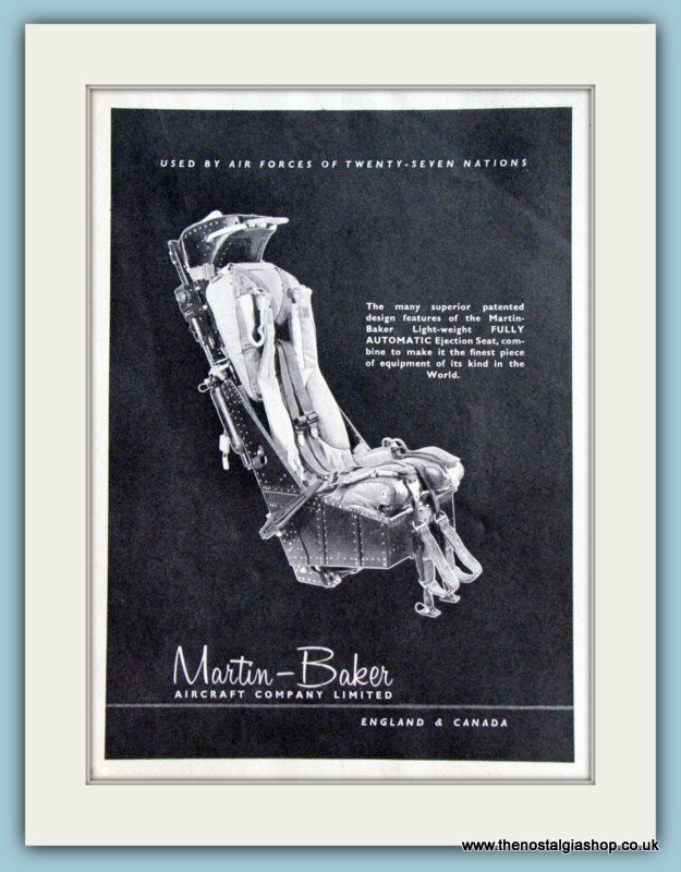Martin Baker Ejection Seats. Original Advert 1957 (ref AD4239)