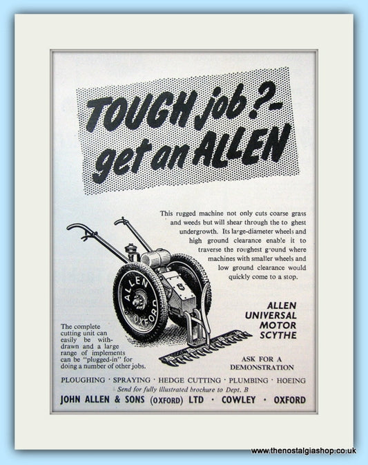 Allen Universal Motor Scythe. Original Advert 1960 (ref AD4637)