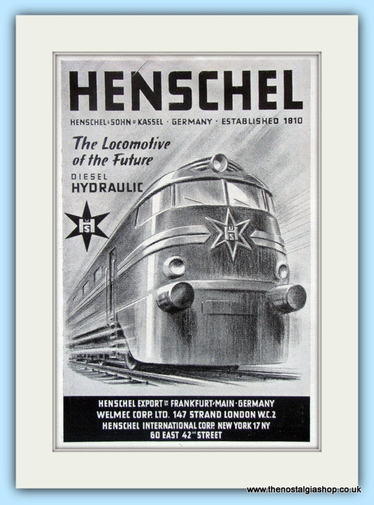 Henschel Diesel Locomotives. Original Advert 1951 (ref AD6164)