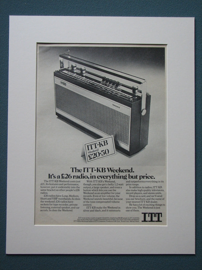 ITT- KB Weekend Radio 1971 Original advert (ref AD832)