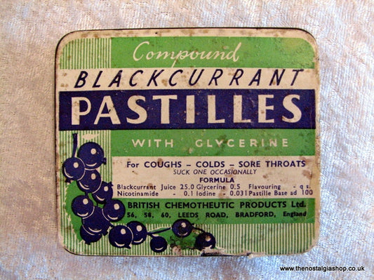 Compound Blackcurrant Pastilles. Vintage Tin (ref nos039)