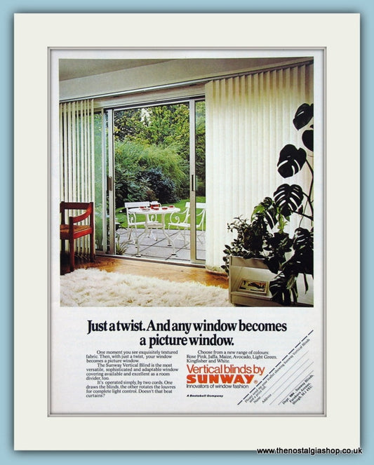Sunway Vertical Blinds. Original Advert 1975 (ref AD2481)