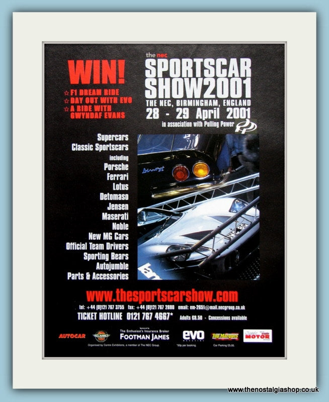 NEC Sportscar Show 2001. Original Advert (ref AD2025)