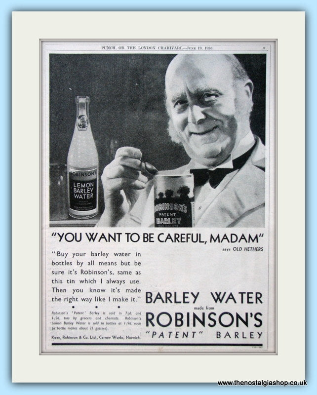 Robinson's Barley Water Original Advert 1935 (ref AD4937)