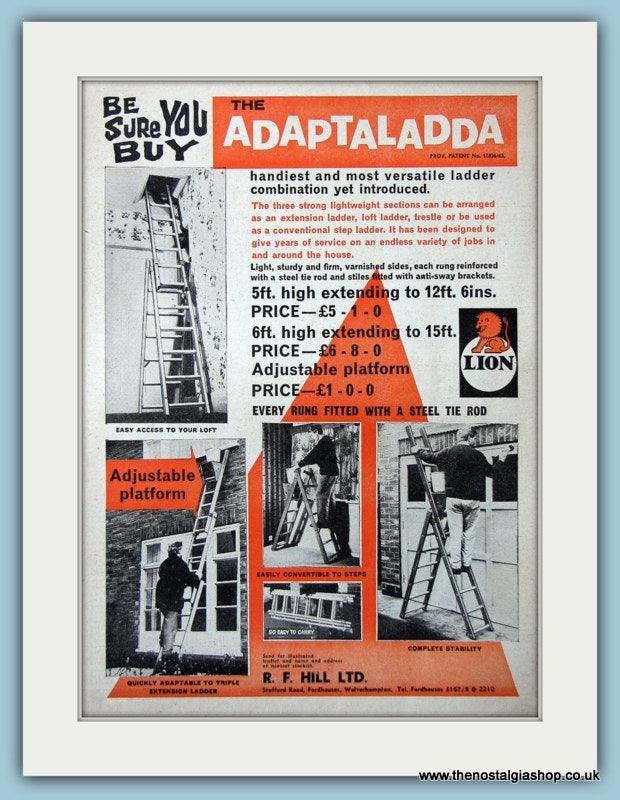 Adaptaladda Extending Ladder Original Advert 1964 (ref AD4674)