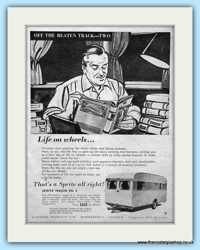 Sprite Major Mk 4 Caravan Original Advert 1956 (ref AD6355)