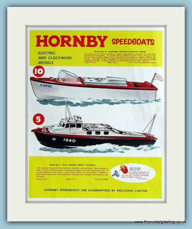 Hornby Speedboats. 1963 Original Advert (ref AD2850)