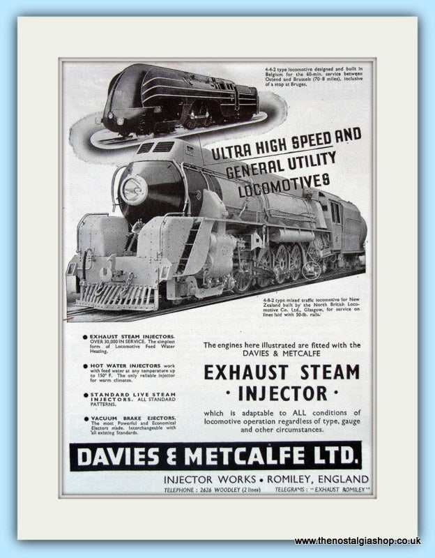 Steam Injectors for Locomotives. Original Advert 1951 (ref AD6212)