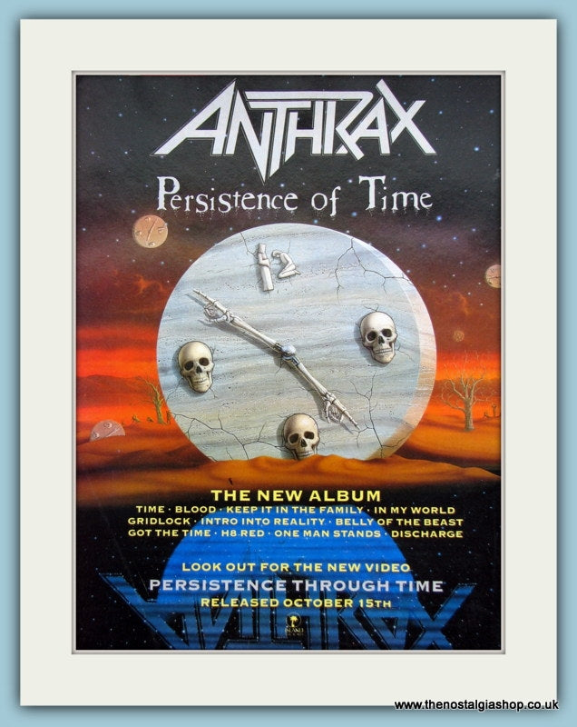 Anthrax Persistence Of Time 1990 Original Advert (ref AD3047)