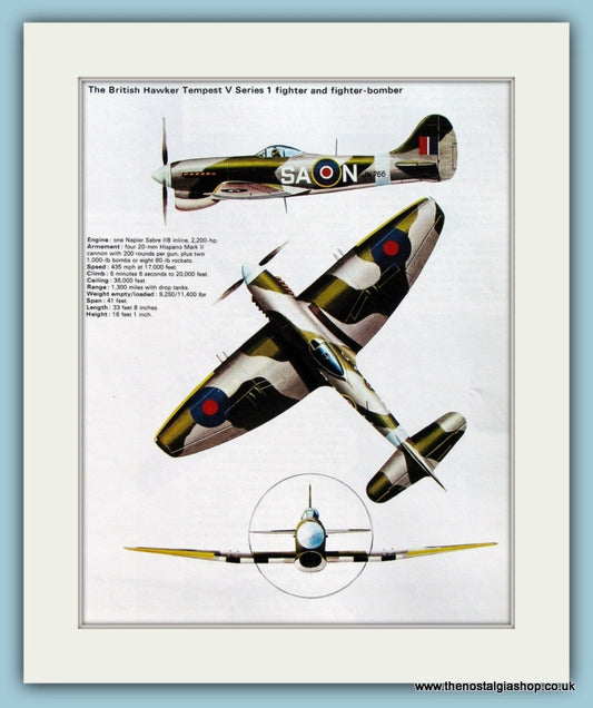 British Hawker Tempest V Series 1 Fighter. Print (ref PR532)