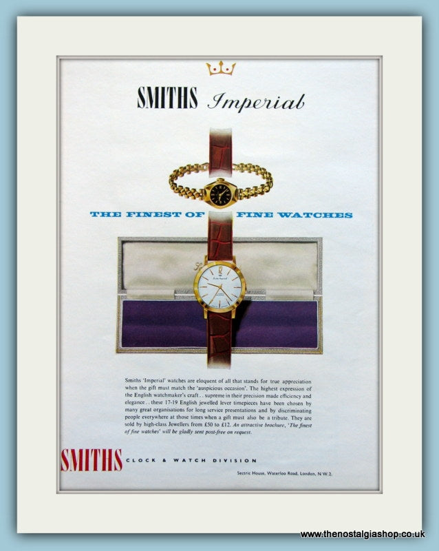 Smiths Imperial Watches. Original Advert 1959 (ref AD6105)