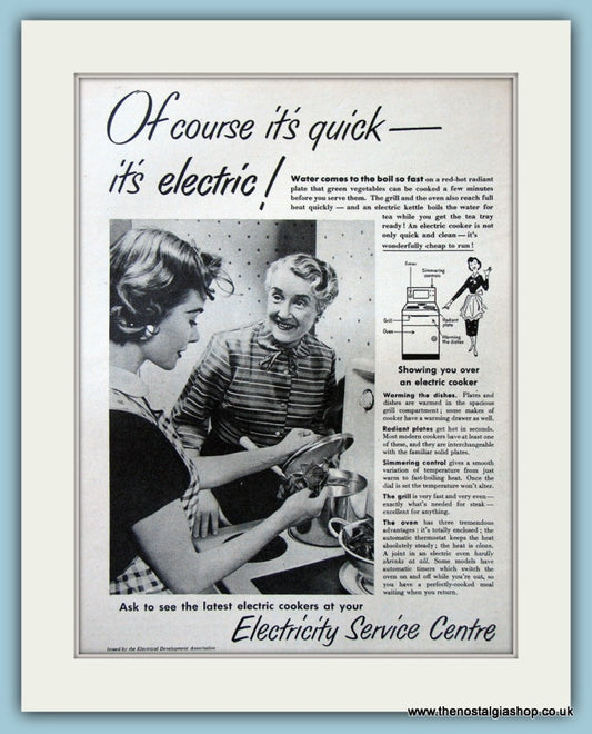 Electric Service Centre Cookers Original Advert 1959 (ref AD4696)
