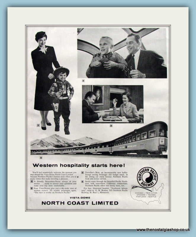 Northern Pacific Railway Original Advert 1957 (ref AD8241)