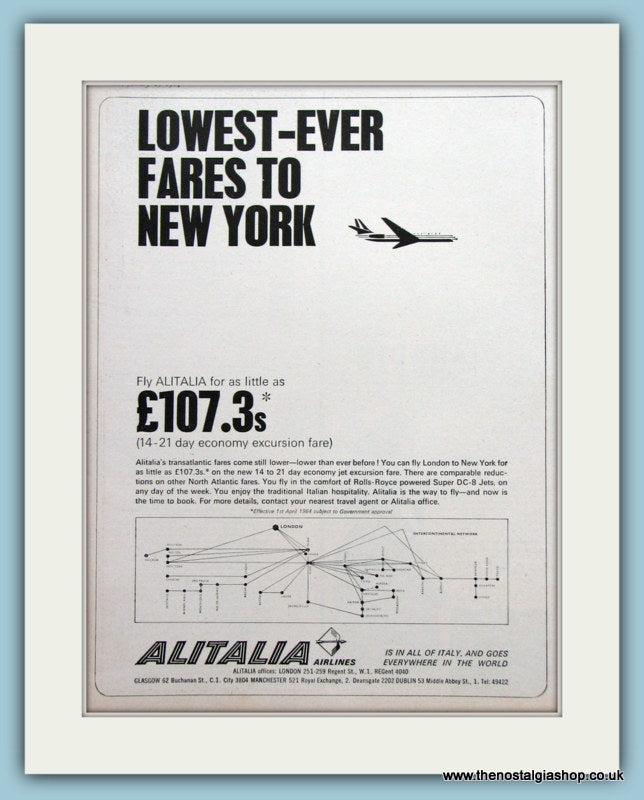 Alitalia Airlines Original Advert 1964 (ref AD2180)