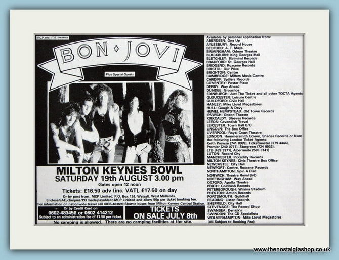 Bon Jovi Tour Dates 1989 Original Advert (ref AD3258)