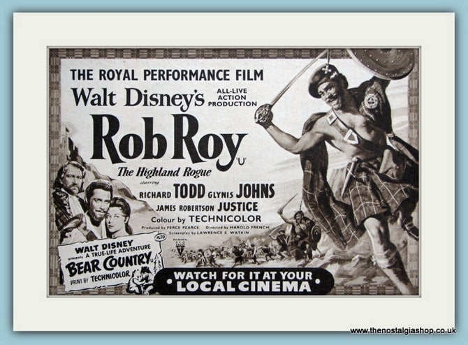 Rob Roy starring Richard Todd. 1953 Original Advert (ref AD3200)