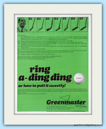 Greenmaster Putters. Original Advert 1968 (ref AD4988)
