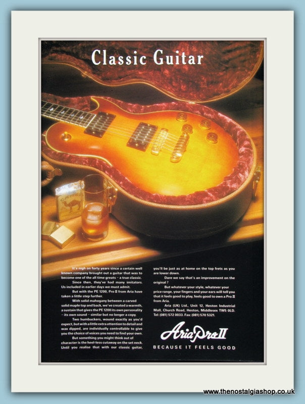 Aria Pro II Classic Guitar. Original Advert 1991 (ref AD2211)