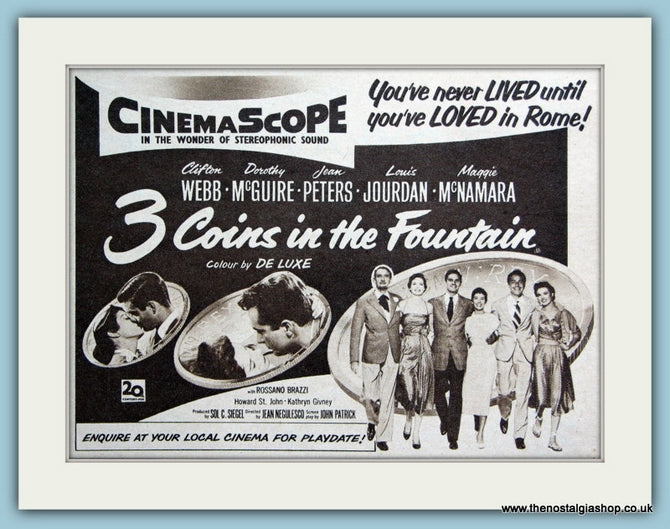 3 Coins In The Fountain 1954 Original Film Advert (ref AD3332)