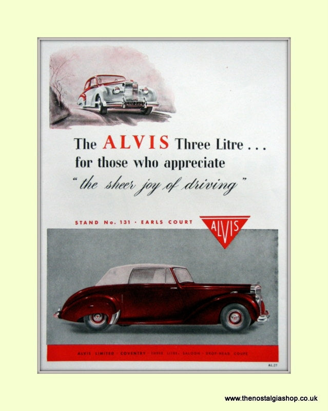 Alvis Three Litre Original Advert 1952 (ref AD6633)