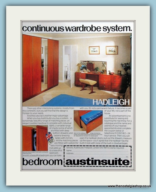 Austinsuite Continuous Wardrobe System Original Advert 1974 (ref AD2393)