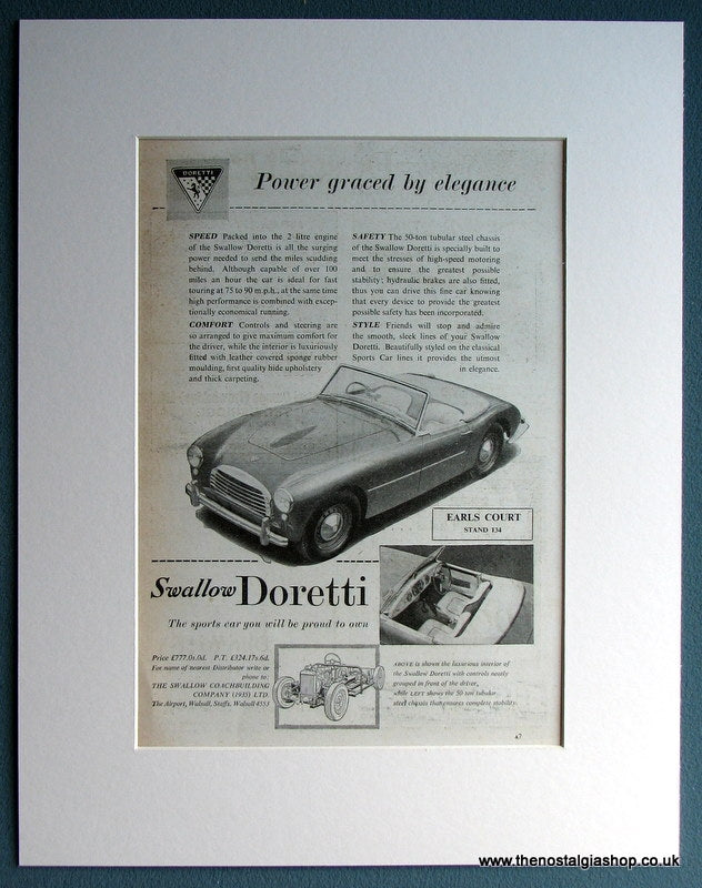 Swallow Doretti 1954 Original Advert (ref AD 1722)