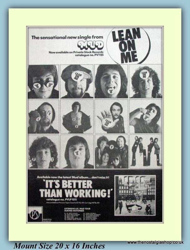 Mud Lean On Me Original Advert 1976 (ref AD9293)