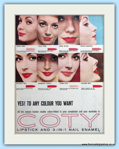 Coty Lip-service Set Of 2 Original Adverts 1961 (ref AD4917)