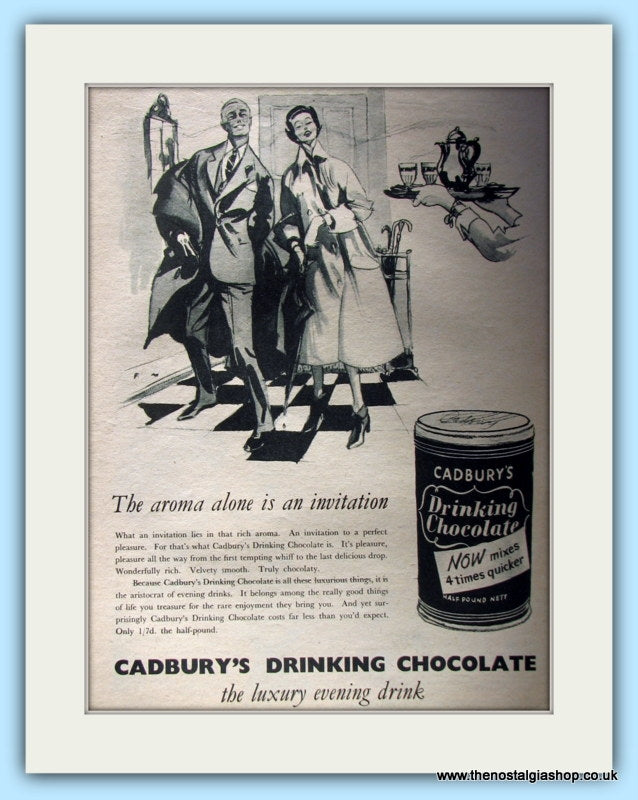 Cadbury's Drinking Chocolate Original Advert 1955 (ref AD4925)