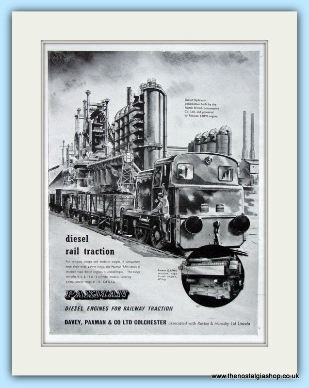 Paxman Diesel Rail Traction Original Advert 1955 (ref AD6489)