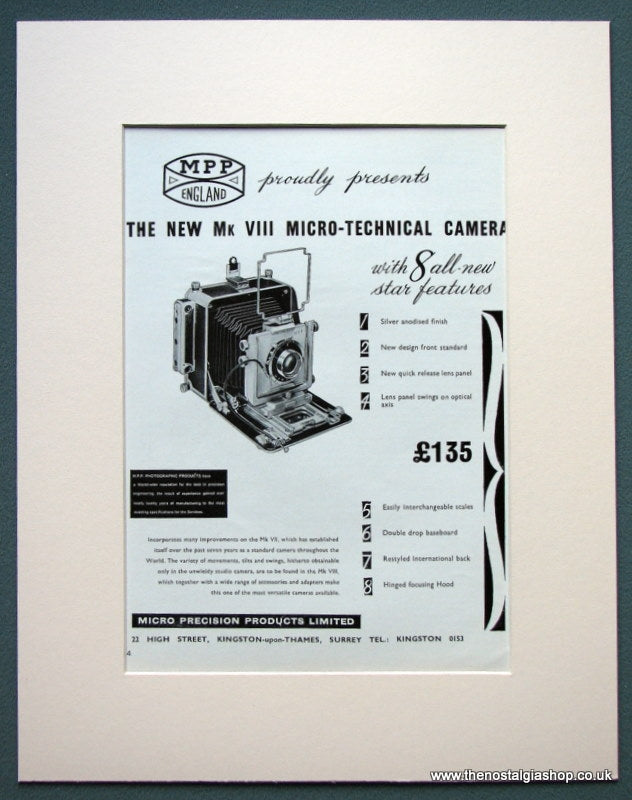 MPP Mk VIII Micro-Technical Camera 1963 Original Advert (ref AD1073)