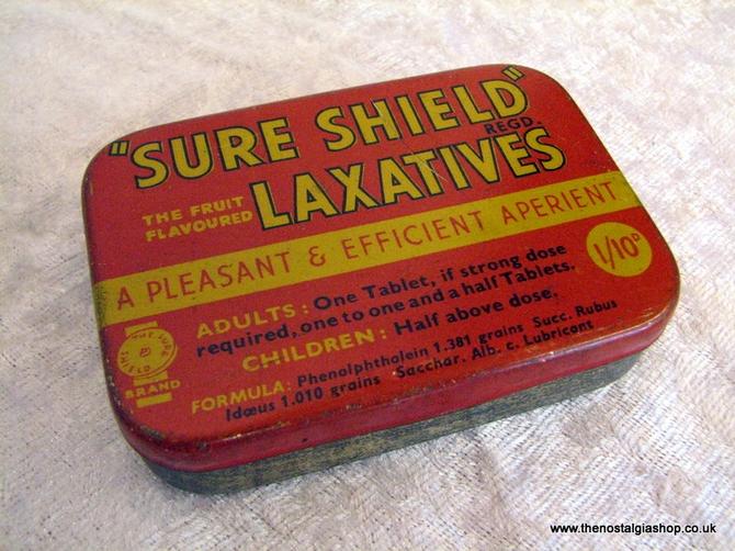 Sure Shield Laxatives. Vintage Tin (ref nos036)