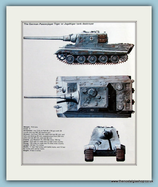 German Tiger Panzerjager or Jagdtiger Tank Destroyer Print. (ref PR433)