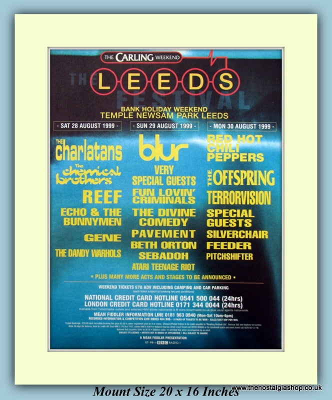 Carling Leeds Festival Temple Newsam Park 1999 Original Advert (ref AD9026)