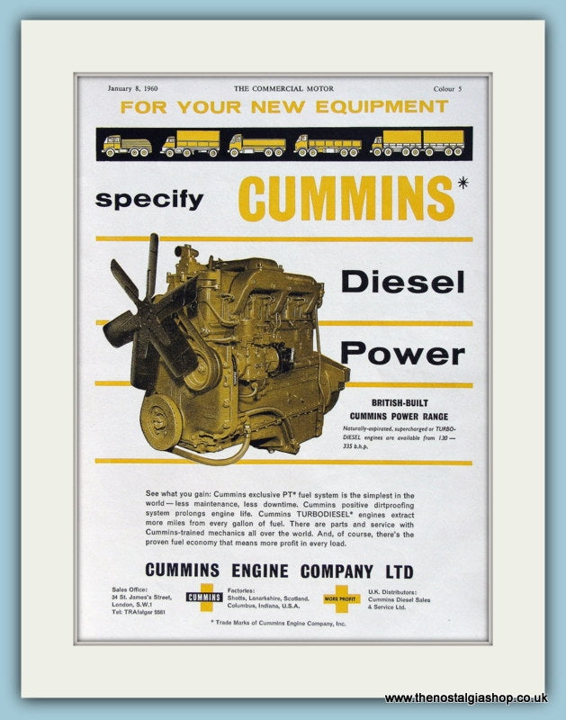Cummins Diesel Power Original Advert 1960 (ref AD2986)