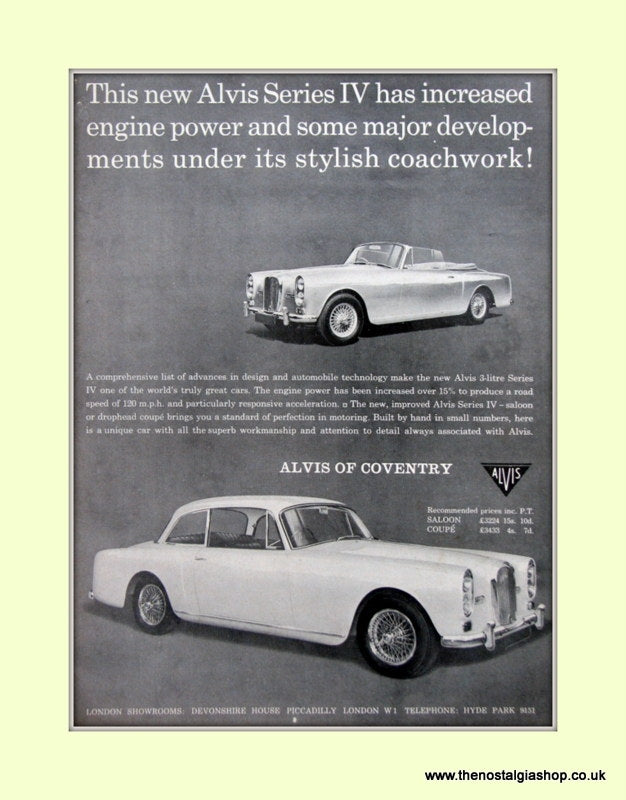 Alvis Series IV Original Advert 1966 (ref AD6649)