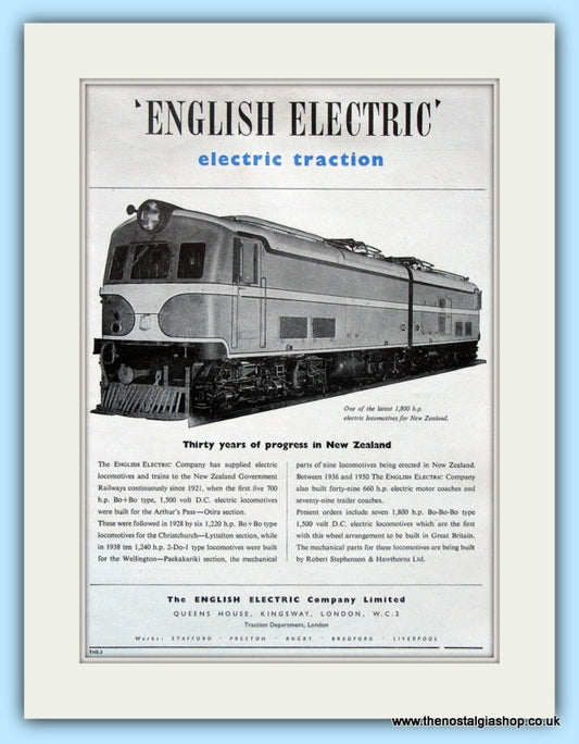 English Electric 1,800  hp Original Advert 1951 (ref AD6472)