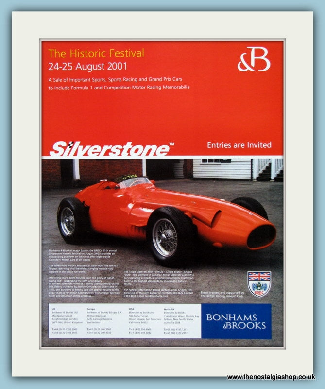 Silverstone Historic Festival 2001. Original Advert (ref AD2024)
