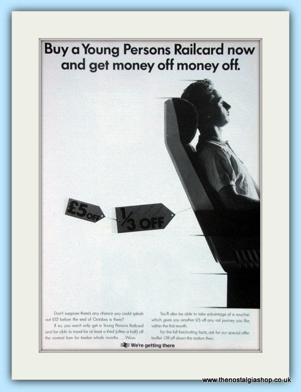 Young Persons Rail Card Original Advert 1986 (ref ASD6553)